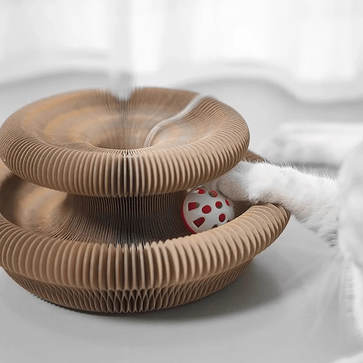 Foldable Cat Scratcher with Bell & Catnip - Multi-Level