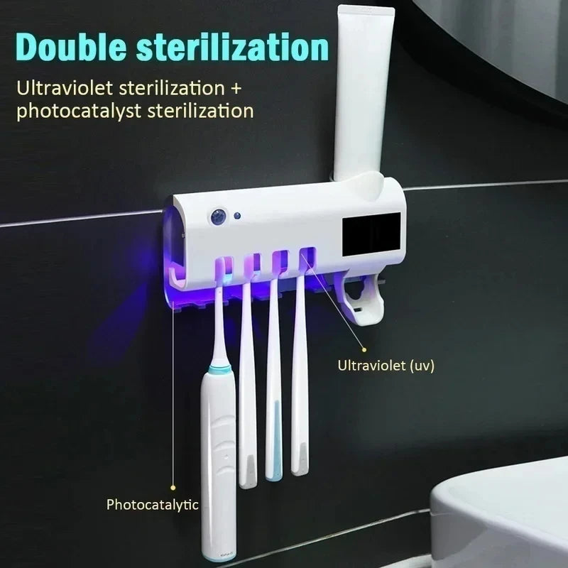 Bathroom Shower Storage Solar Energy UV Light Toothbrush