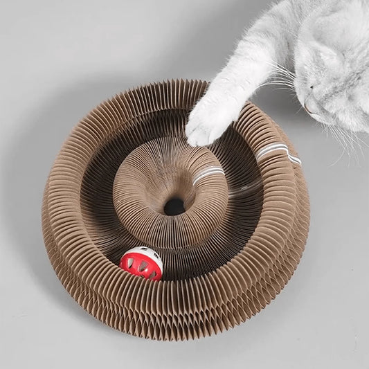 Foldable Cat Scratcher with Bell & Catnip - Multi-Level