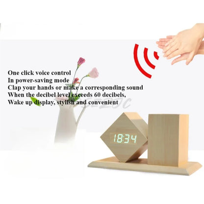 Creative Wooden Clock LED Smart Home Desk