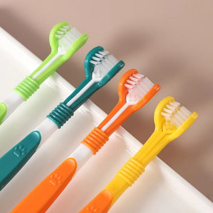 3-Sided Pet Toothbrush Dog Plastic Toothbrush Removing