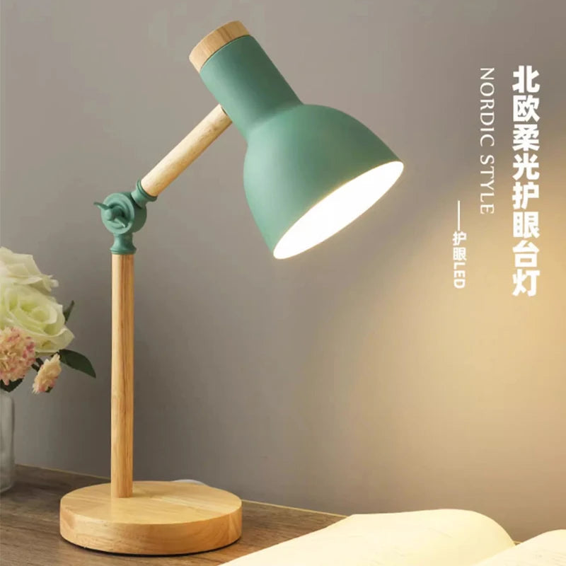 Creative Nordic Table Lamp Wooden Art LED Turn