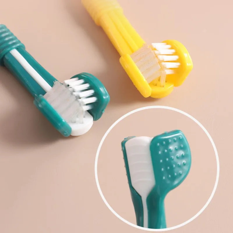3-Sided Pet Toothbrush Dog Plastic Toothbrush Removing