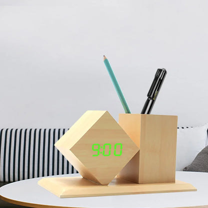 Creative Wooden Clock LED Smart Home Desk