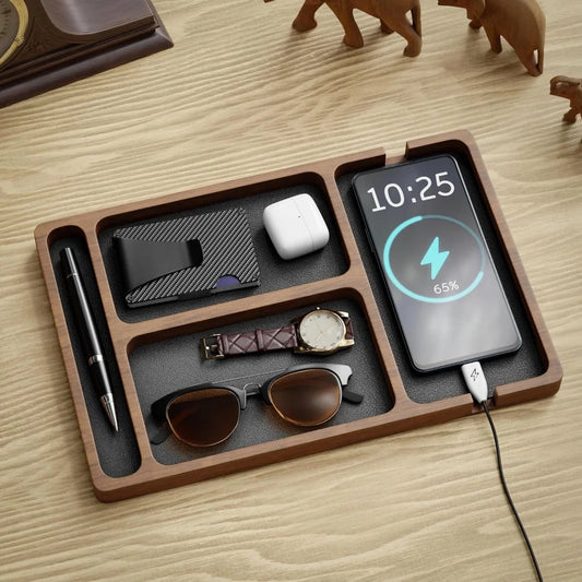 Wooden Office Desktop Storage Box with Solid Wood