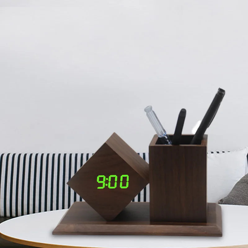 Creative Wooden Clock LED Smart Home Desk