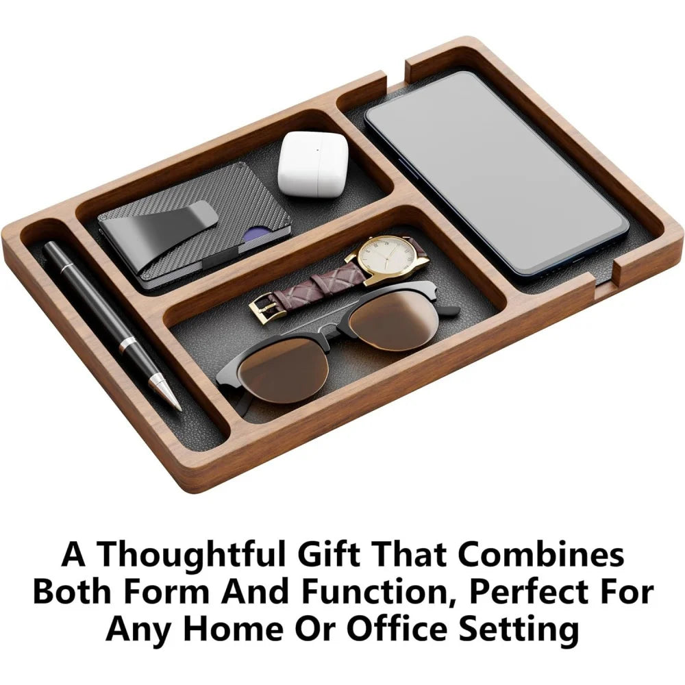 Wooden Office Desktop Storage Box with Solid Wood