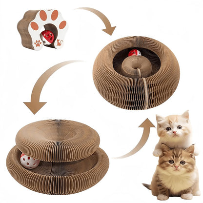 Foldable Cat Scratcher with Bell & Catnip - Multi-Level