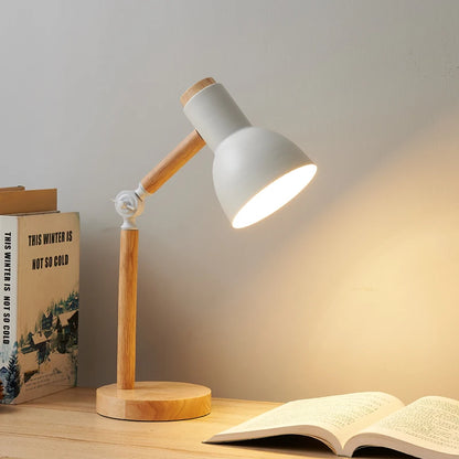 Creative Nordic Table Lamp Wooden Art LED Turn