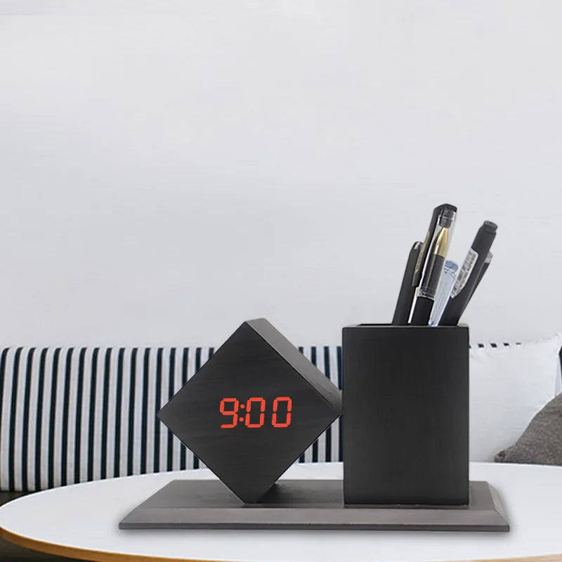 Creative Wooden Clock LED Smart Home Desk