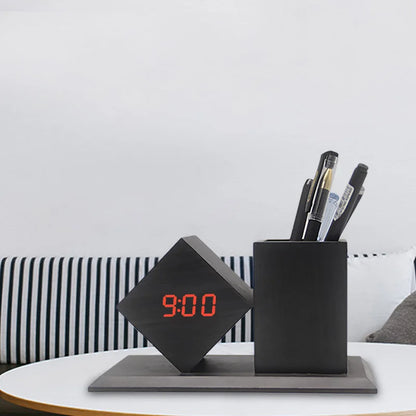Creative Wooden Clock LED Smart Home Desk