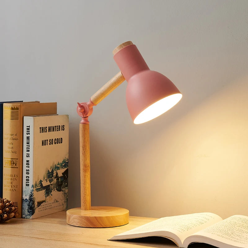 Creative Nordic Table Lamp Wooden Art LED Turn