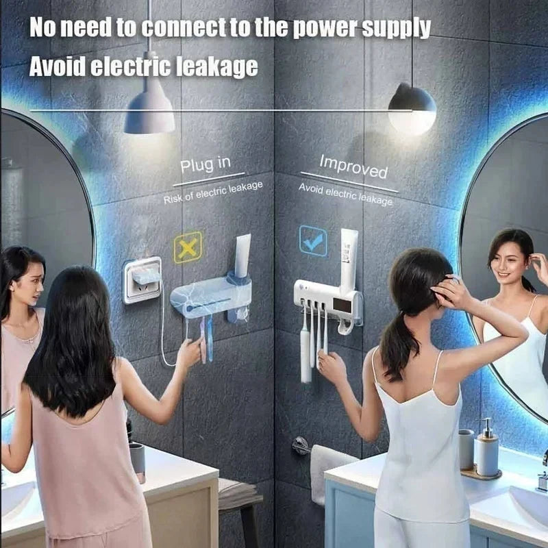 Bathroom Shower Storage Solar Energy UV Light Toothbrush