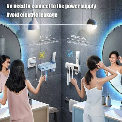 Bathroom Shower Storage Solar Energy UV Light Toothbrush