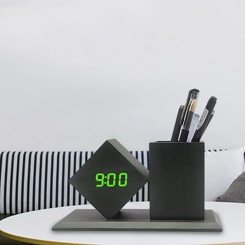 Creative Wooden Clock LED Smart Home Desk