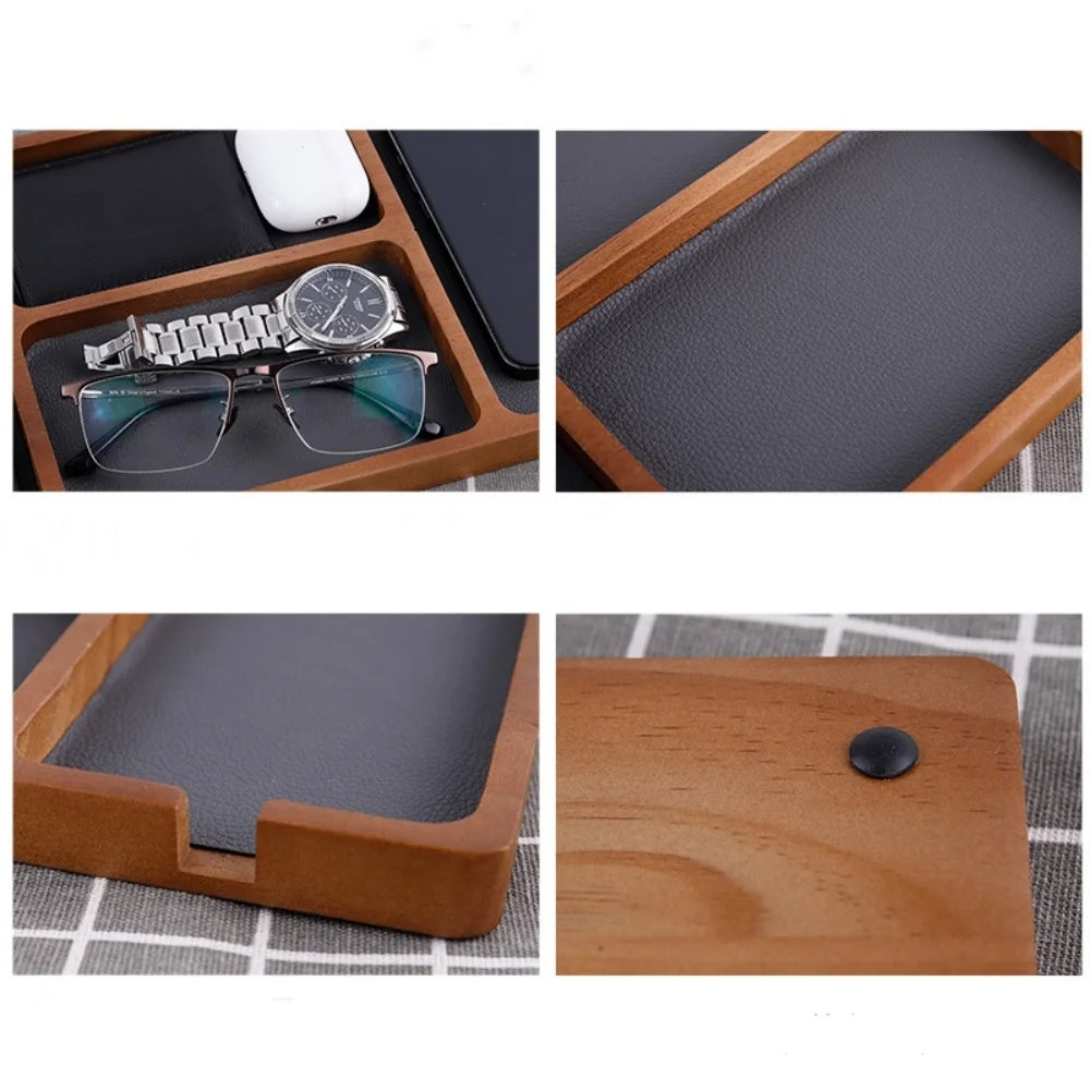 Wooden Office Desktop Storage Box with Solid Wood