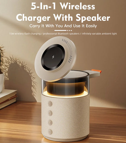 Magnetic Wireless Charging Station with Wireless Speaker