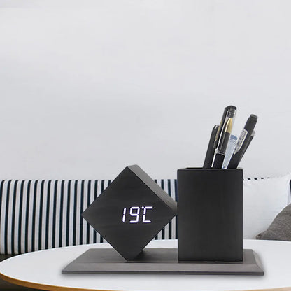 Creative Wooden Clock LED Smart Home Desk