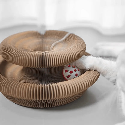Foldable Cat Scratcher with Bell & Catnip - Multi-Level