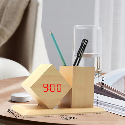 Creative Wooden Clock LED Smart Home Desk