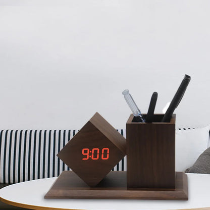 Creative Wooden Clock LED Smart Home Desk