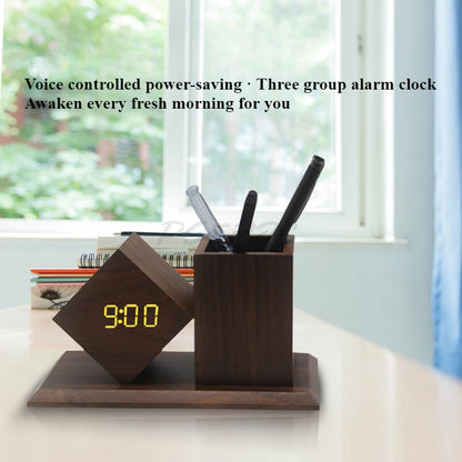 Creative Wooden Clock LED Smart Home Desk