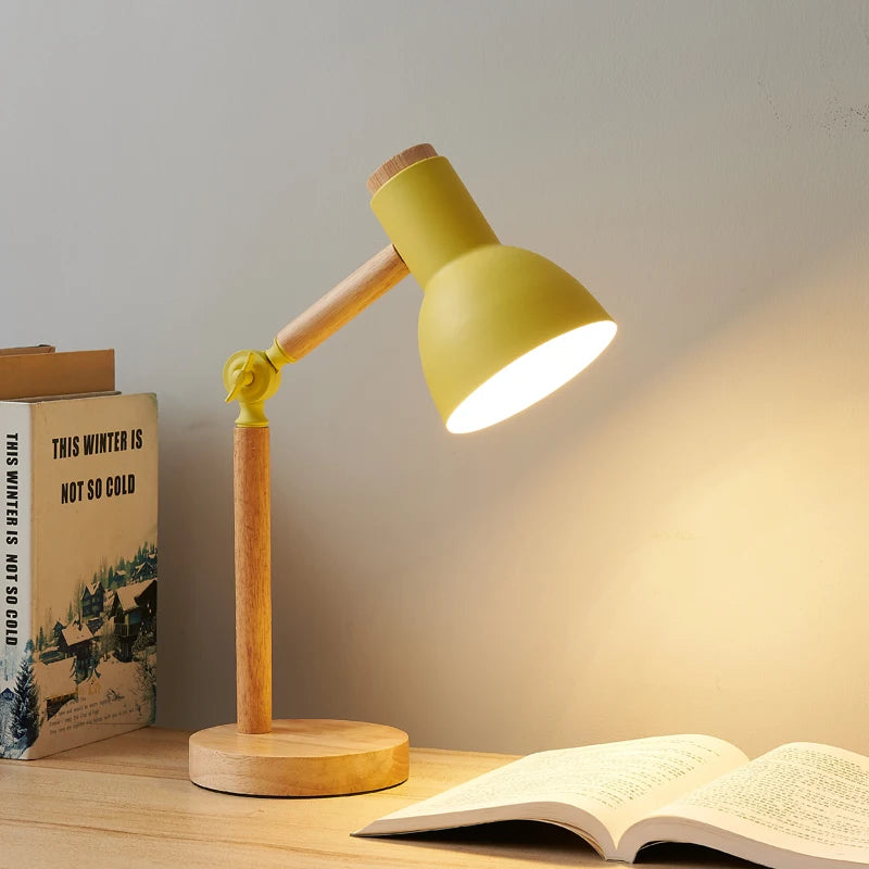 Creative Nordic Table Lamp Wooden Art LED Turn