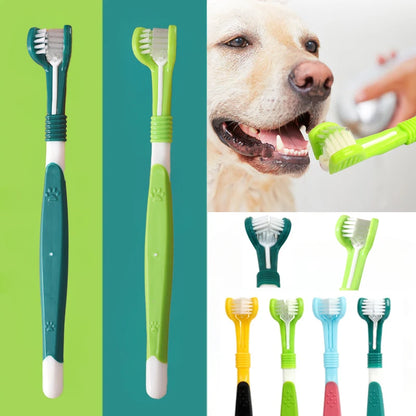 3-Sided Pet Toothbrush Dog Plastic Toothbrush Removing