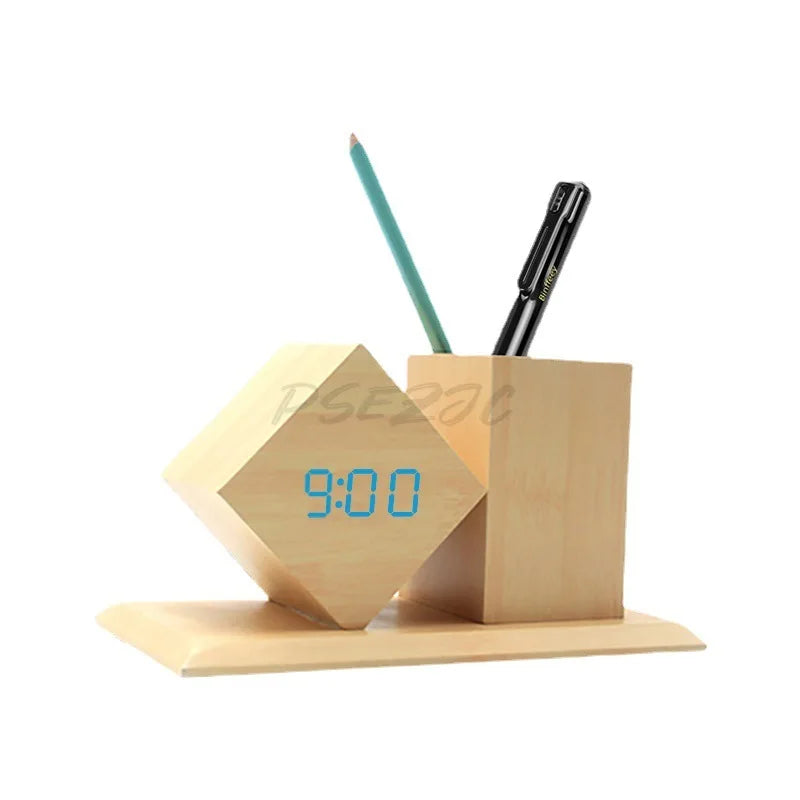 Creative Wooden Clock LED Smart Home Desk