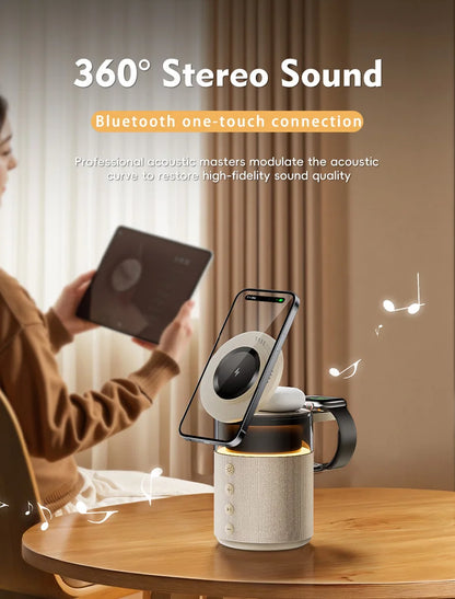 Magnetic Wireless Charging Station with Wireless Speaker
