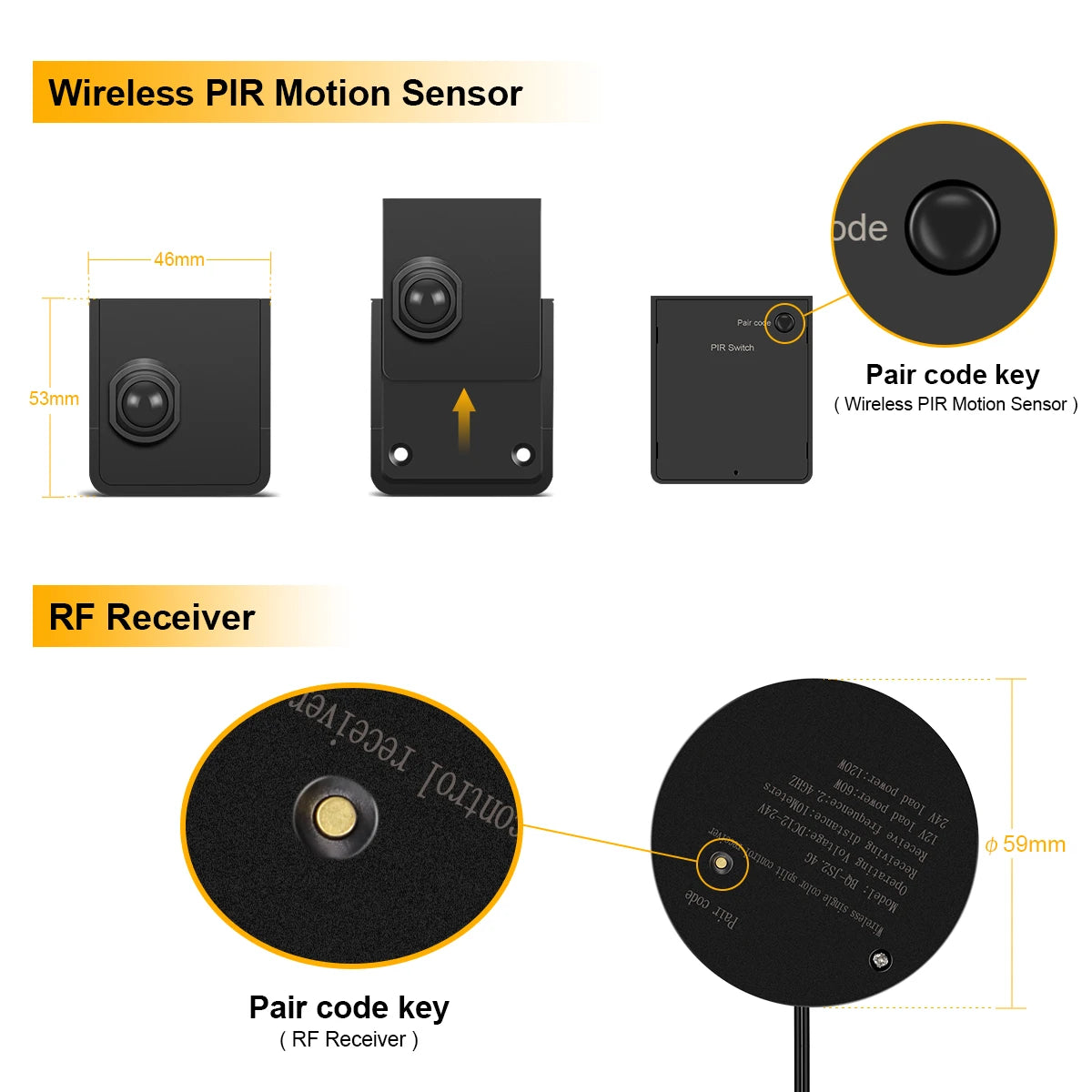Two PIR Motion Sensor Switch 24V Neon LED Strip Light